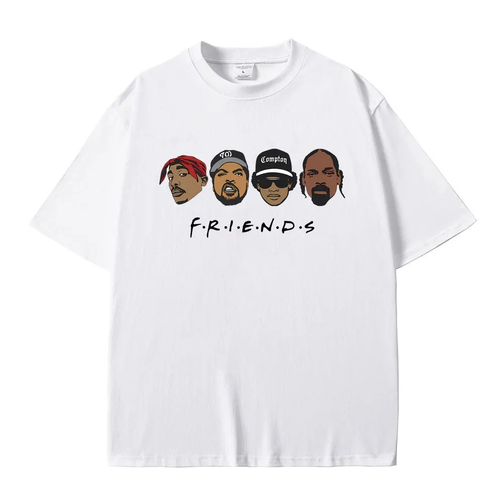 Camiseta Unissex Algodão 2pac Ice Clube Eazy-E Snoop Dogg Hip Hop Rap Friends
