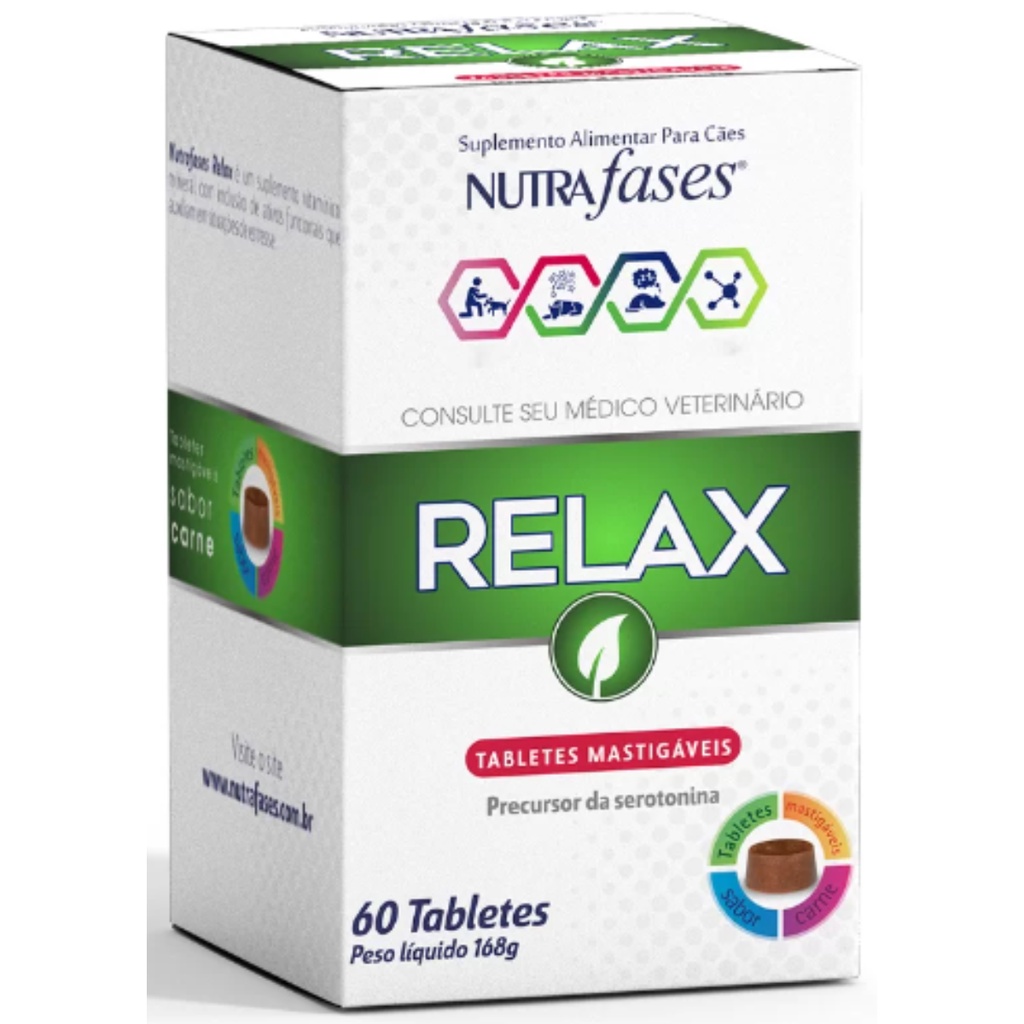 Suplemento Nutrafases Relax 60 Tabletes Vetzam - Pets