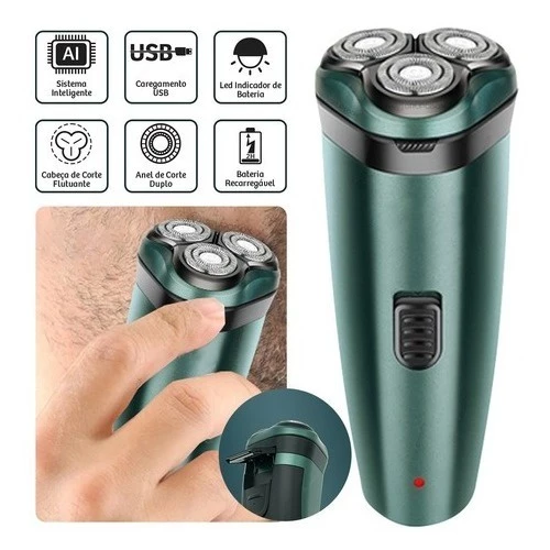 Barbeador Elétrico Recarregável Máquina De Barbear Masculino Elétrica Sem Fio Aparador Ergonômico