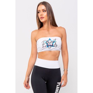 Top Faixa Malha Estampado Planet Girls Branco