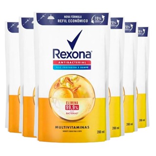 Kit Sabonete Líquido Rexona Refil Antibacterial Multivitaminas 200ml 6 Unidades