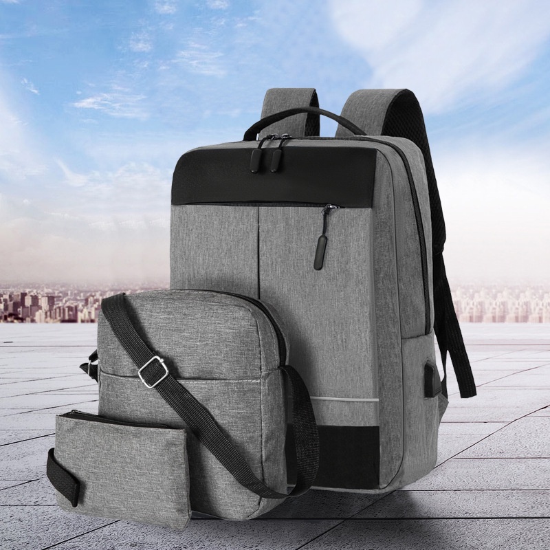 Bolsa de viagem de negócios Mochila para notebook de grande capacidade Mochila para notebooks Nova mochila para computadores de negócios Mochila para notebooks Com conjunto de três peças Mochila para notebooks resistente ao desgaste Carregamento USB Mochi