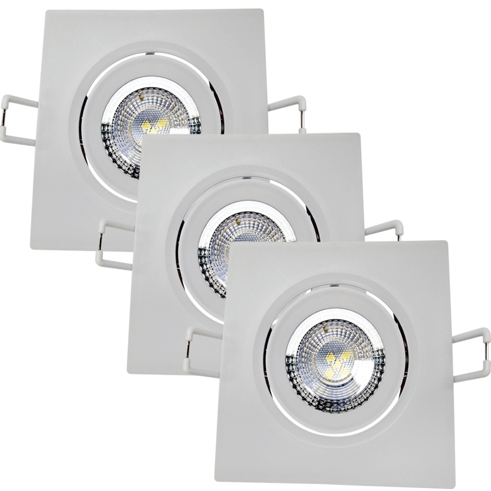 3 Spot Led 5w Embutir Quadrado Luz Branco Frio 6500K Bivolt Avant - Home & Living