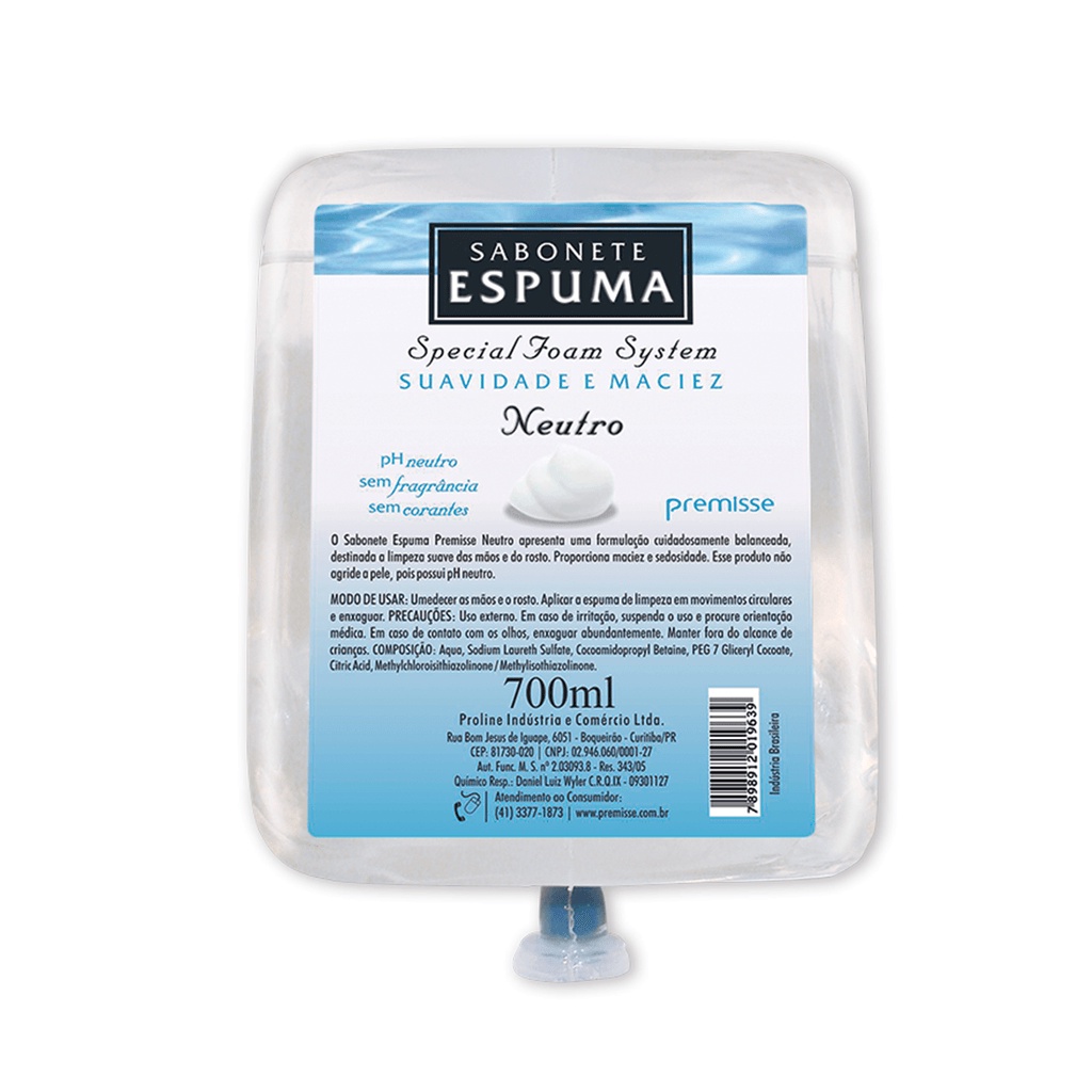 Refil Sabonete Espuma Neutro Premisse - 700ml - Beauty
