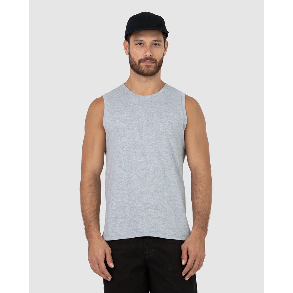 Regata Básica Masculina Cava Ajustada Em Algodão em Oferta na Shopee