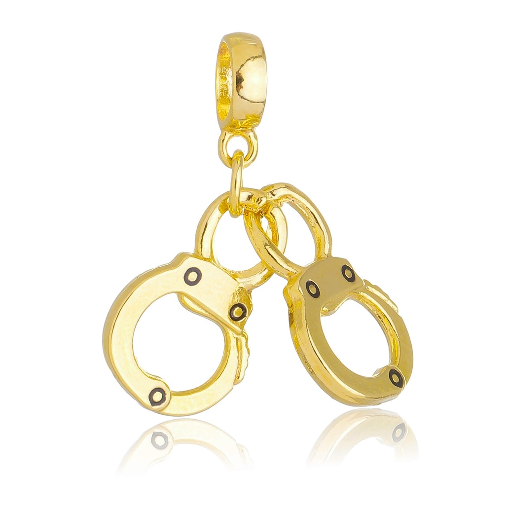 Pingente Berloque Dourado Algema Direito Banhado a Ouro 18k