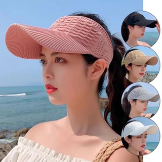 Chapéu/Boné Feminino De Aba Longa Respirável Com Viseira Em Cor Lisa Para Uso Externo/Tênis De Praia