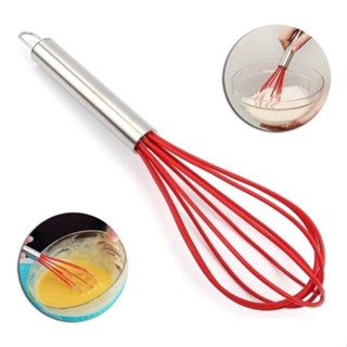 Batedor Ovos Clara Bolo Silicone Fouet Fuê 25cm Cabo Inox
