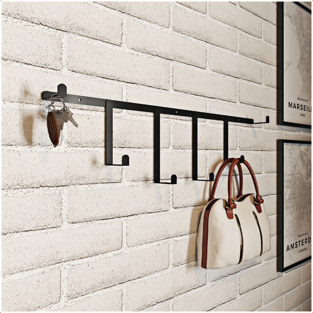 Cabideiro Industrial Decorativo Ferro Preto 65x16x5cm em Oferta na Shopee