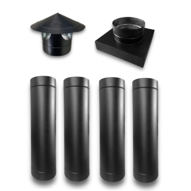 kit chaminé 200mm para churrasqueira pré moldada 30x30 na cor preta (6 peças)
