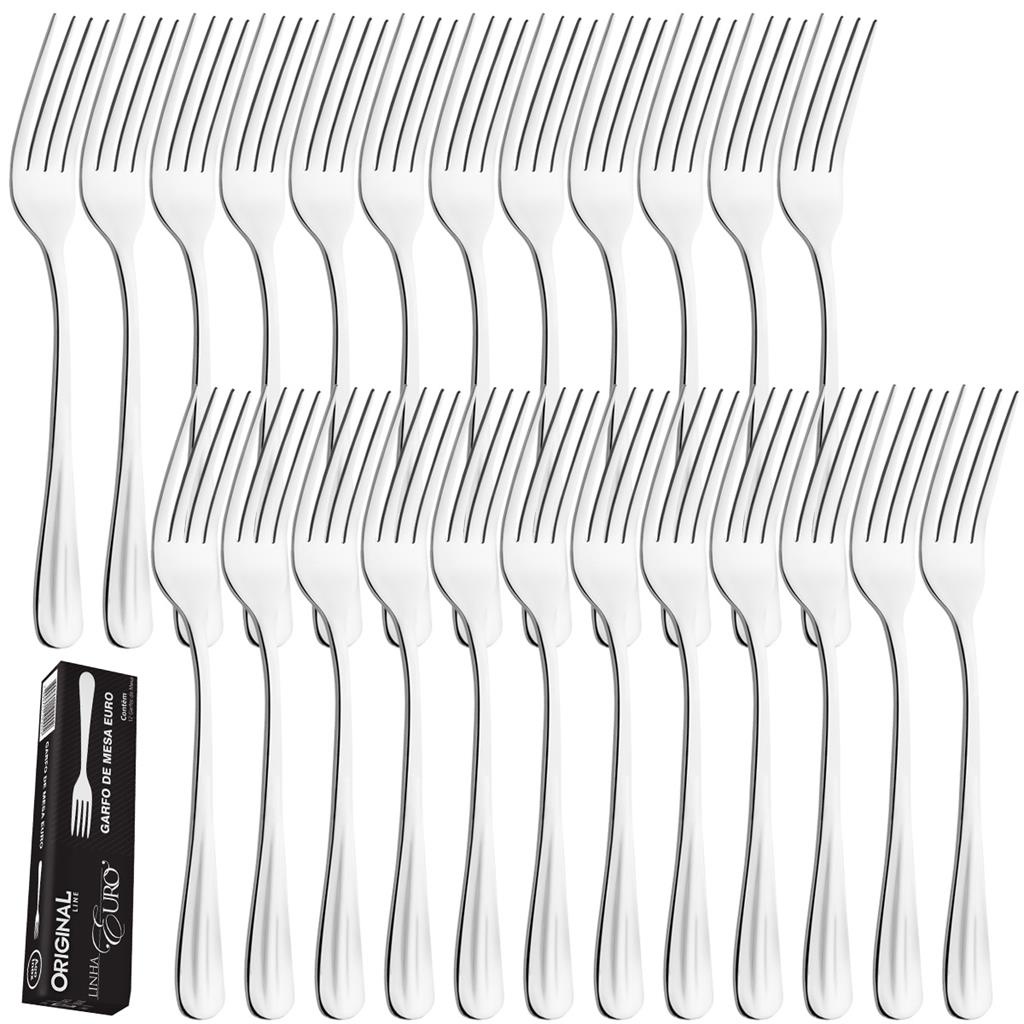 Jogo Aco Inox 24 Garfo Mesa Churrasco Restaurante Bar Lanchonete Buffet Euro Premium Original Line em Oferta na Shopee
