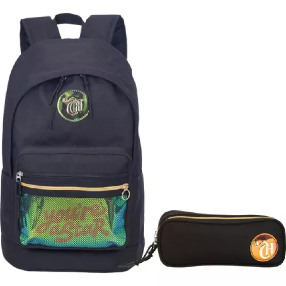 Kit Mochila + Estojo Capricho Candy Preto - Sestini