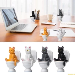 Gato Sobre Estátua Estatueta Banheiro Paisagem Miniaturas Ornamento Decorações Para Casa Estatuetas Desenhos