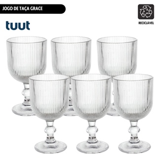 Jogo c/6 Unid Taça de Vidro Grace 240ml Linha Canelada Tuut