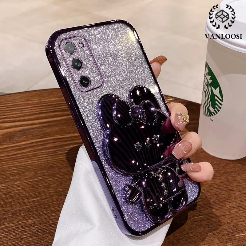 Caixa Samsung S20 FE S20 PLUS S20 ULTRA S20 Pó Cintilante De silicone Galvanizado Em Macio Para Coelho Telefônica anti-Queda