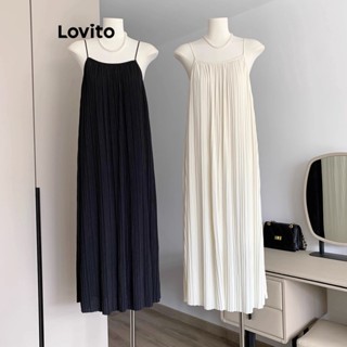 Lovito Vestido Casual Liso Franzido Para Mulheres LNE27240 (Damasco/Preto)