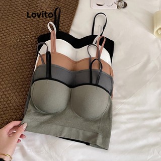 Lovito Bralette Básico Casual Com Contraste Liso E Encadernado Para Mulheres LNE38239 (Cinza Escuro/Verde Pálido/Laranja Queimado/Branco/Preto)