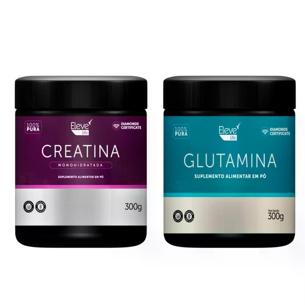 Kit Creatina 300g - 100% Pura e Glutamina 300g - ELEVE LIFE