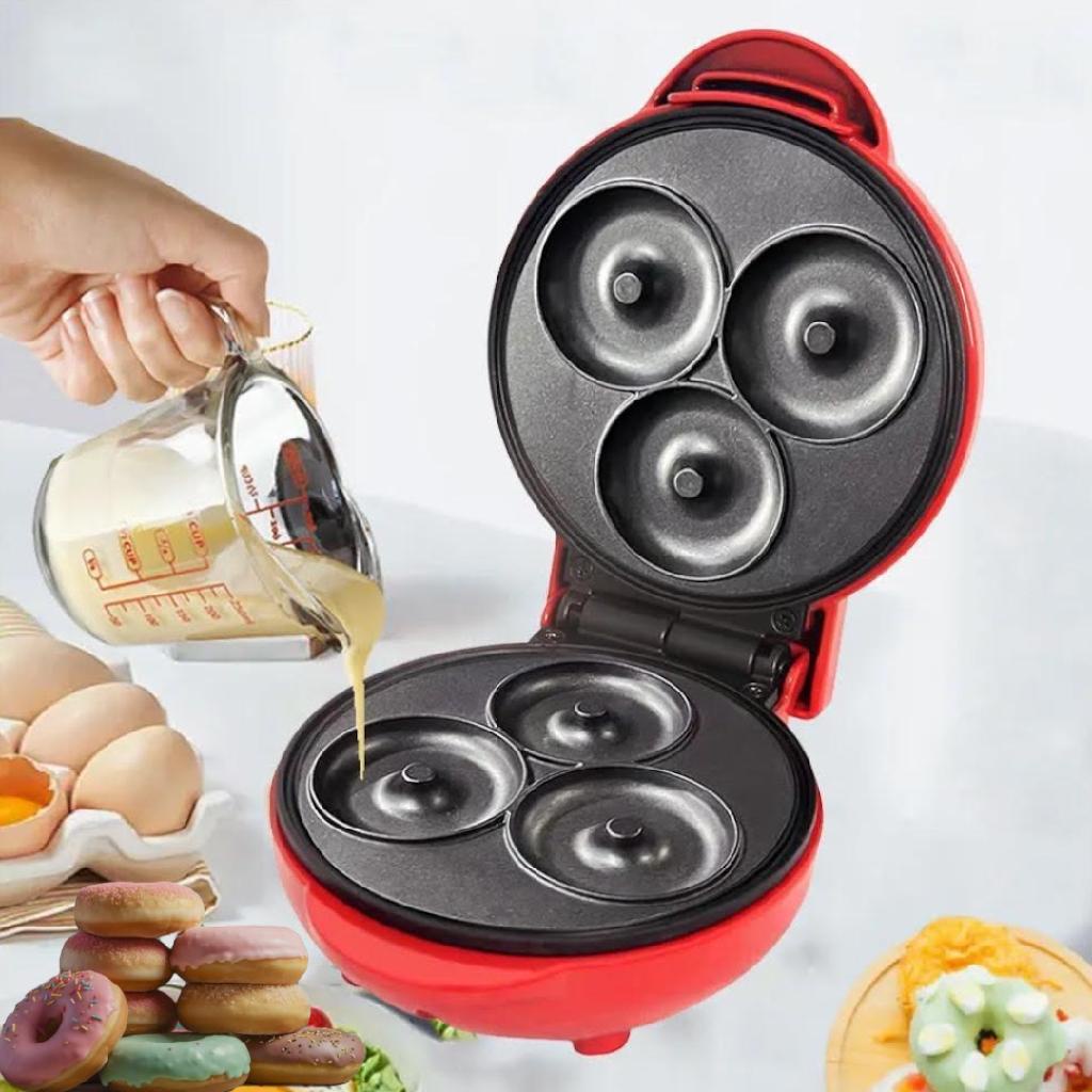 Maquina De Fazer Donuts Rosquinhas Portátil 110v Assadeira Compacta Antiaderente Doce Confeitaria Café Da Manhã Infantil