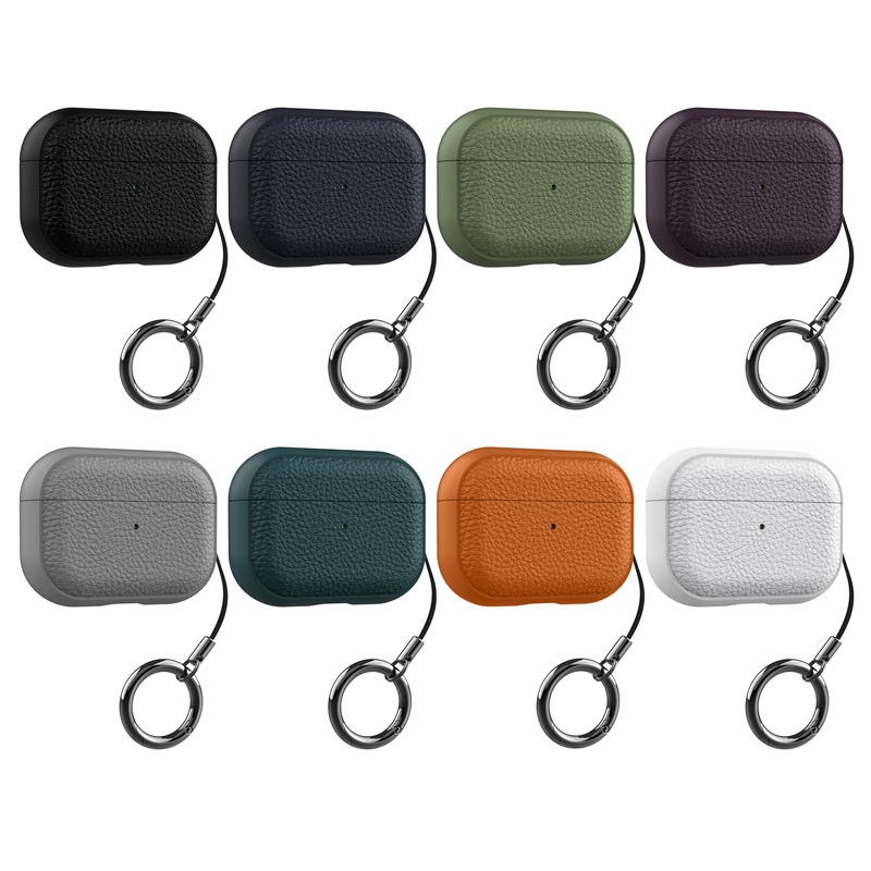 Design De Textura De Couro Para Novos Airpods 4 E Pro 2 (Tipo C) Capa Com Alça D