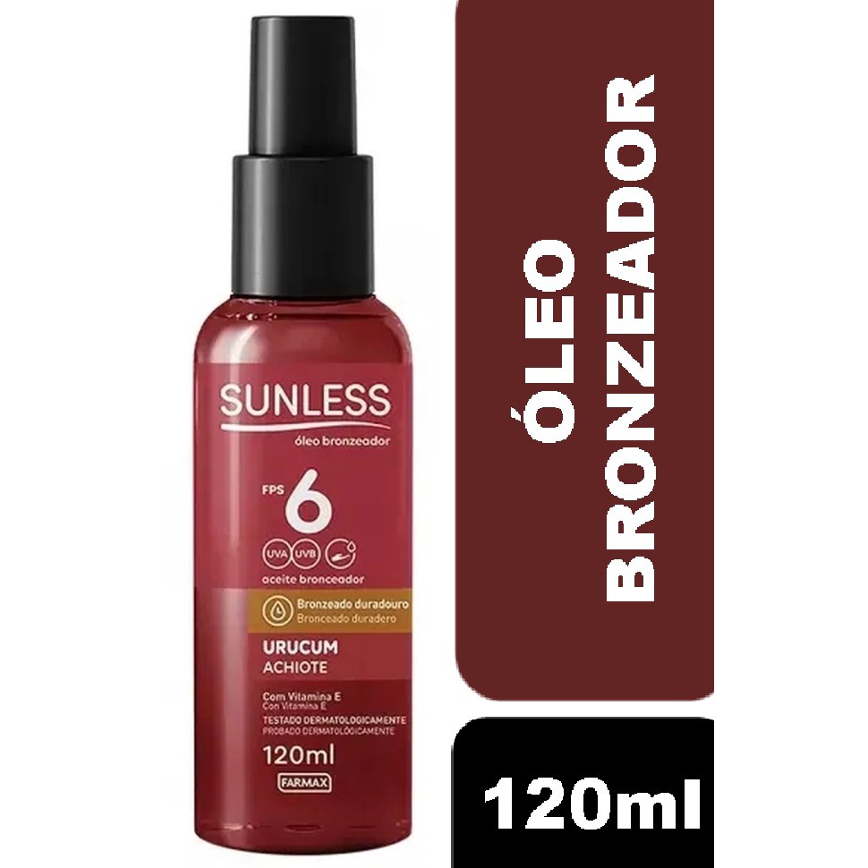 Óleo Bronzeador Urucum Fps6 Sunless Farmax 120ml em Oferta na Shopee