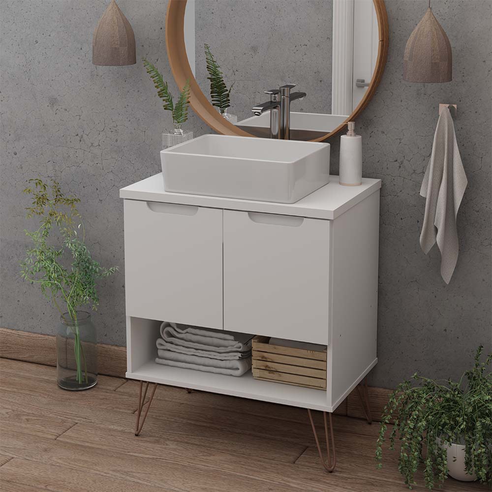 Gabinete Banheiro Com Cuba Jade 053 - Rosafor em Oferta na Shopee