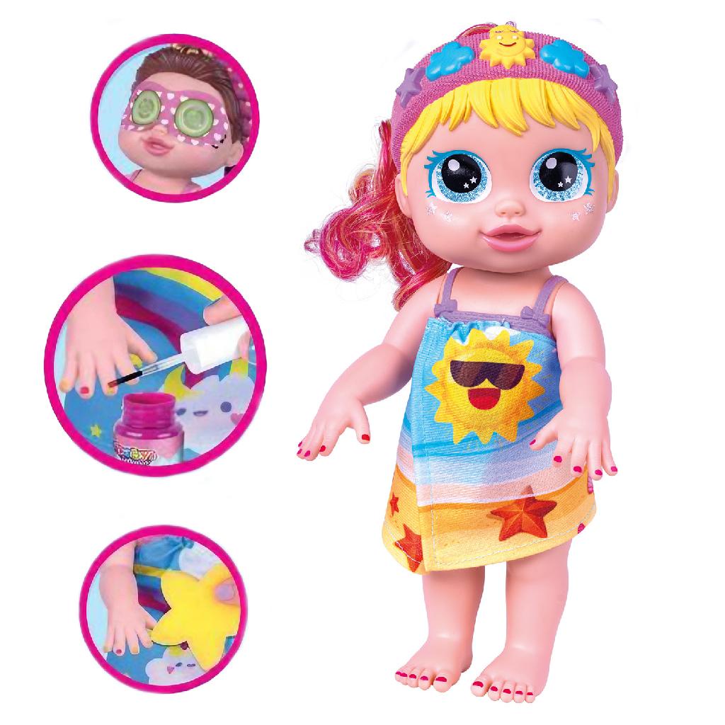 Boneca Baby Dia De Beleza Loira Alive Pinte As Unhas, Com Tatuagens e Esmalte
