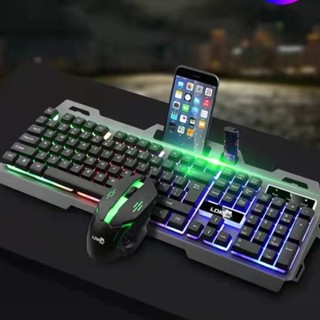 Kit Gamer Teclado Semi-mecânico+ Mouse Gamer Corda metal panel