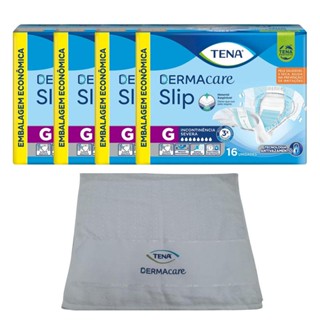 Kit 4 Fraldas Geriátricas Tena Dermacare Slip Ultra G com 16un + Toalha Dermcare Tena