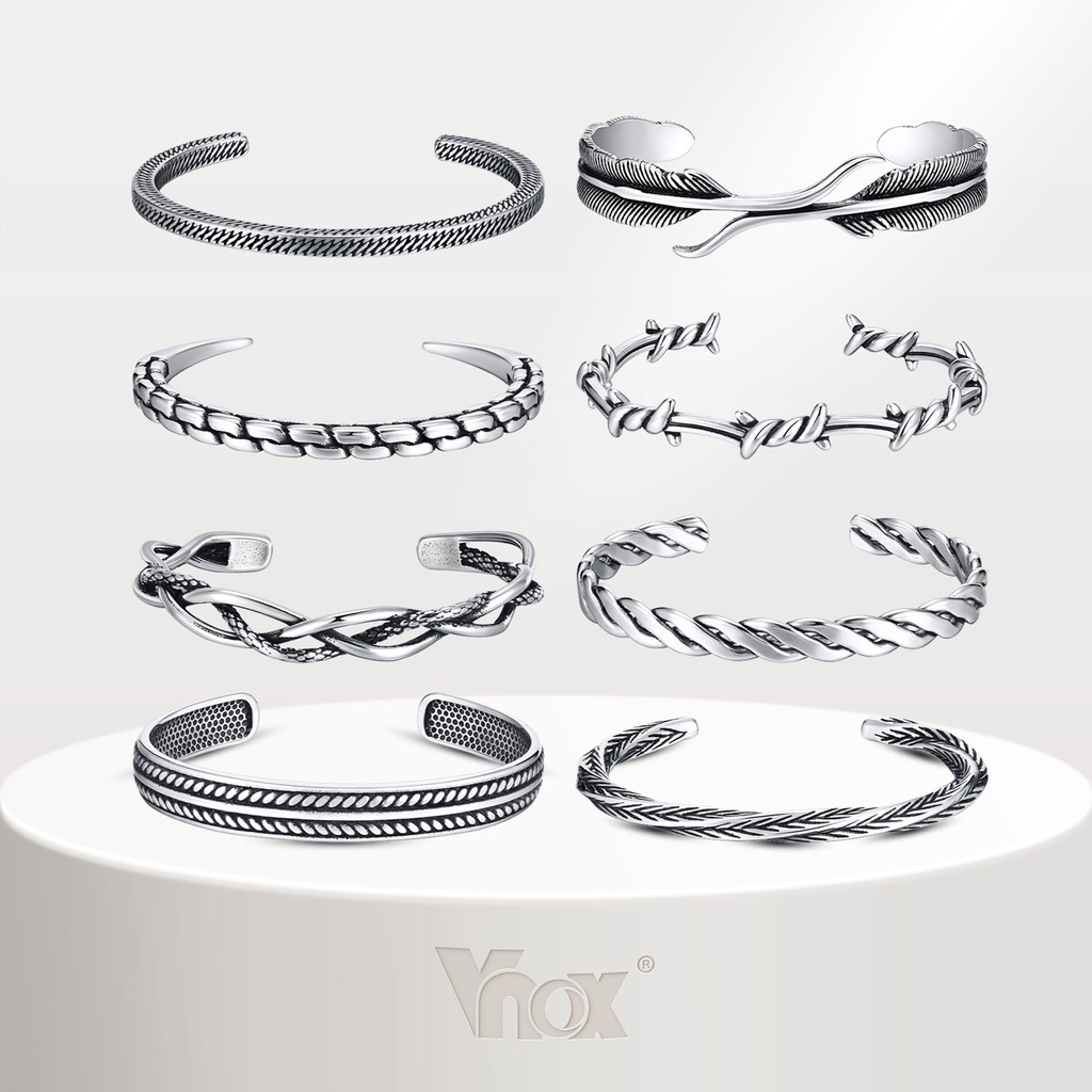 Pulseira Vintage Vnox Men's Bracelet , Padrão Torcido Não Desbotado Punho De Nó De Aço Inoxidável , De Jóias Para Meninos