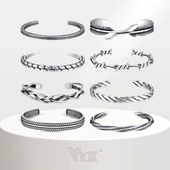 Pulseira Vintage Vnox Men's Bracelet , Padrão Torcido Não Desbotado Punho De Nó De Aço Inoxidável , De Jóias Para Meninos