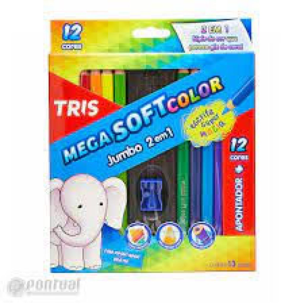 LAPIS COR MEGA SOFT JUMB 12COR APONTCJTO - Stationery