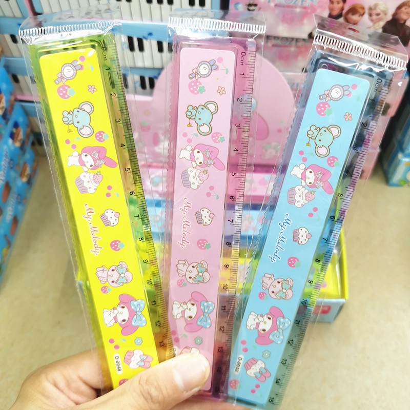 Sanrio Régua 15cm De Melodia Kuromi Fofa Caneta De Papelaria em Oferta na Shopee