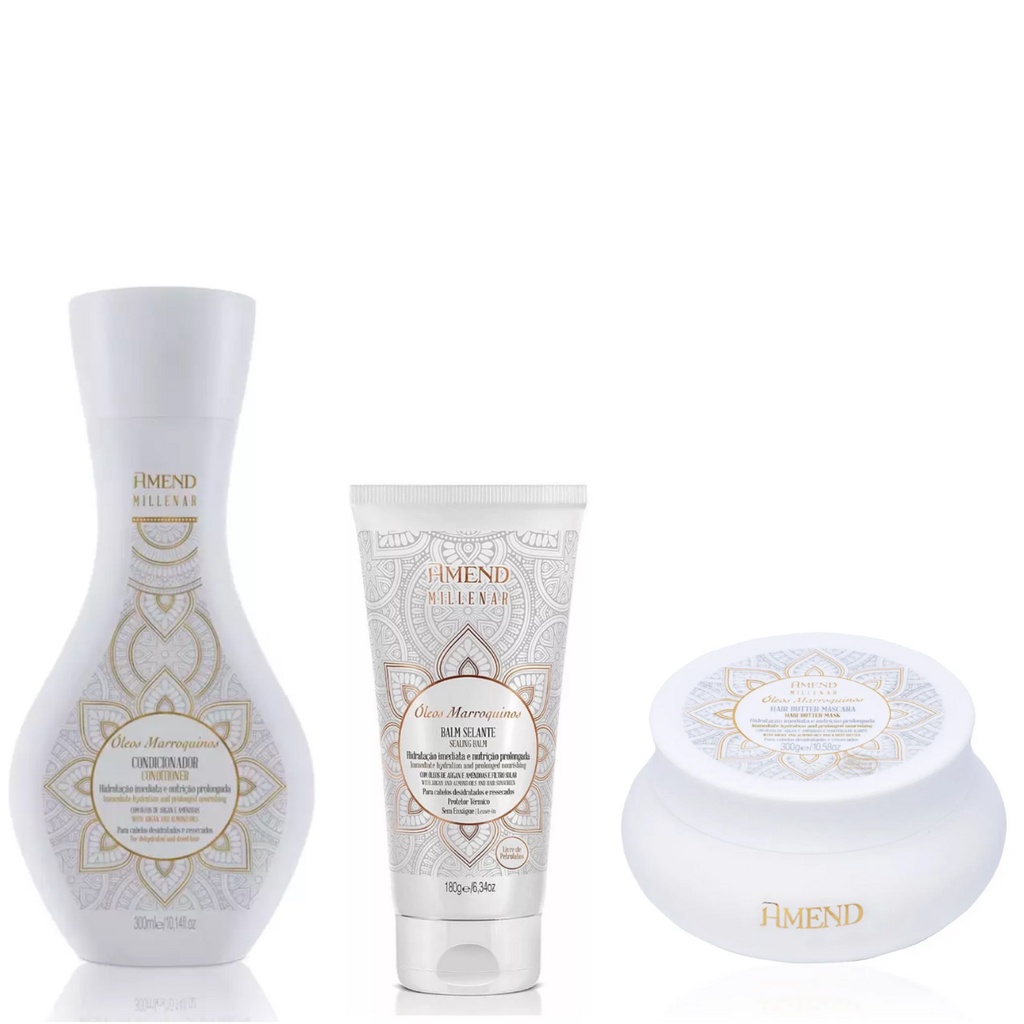 Kit Amend Marroquinos Condicionador Mascara Leave Maciez Hidratação e Proporciona elasticidade