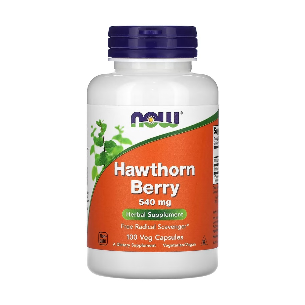 Hawthorn 540mg Baga Crataegus Now Foods 100Veg Importado - Health