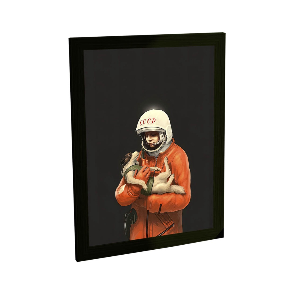 Quadro Decorativo Cadela Laika Espaço Astronomia Poster Decoração Ciencia