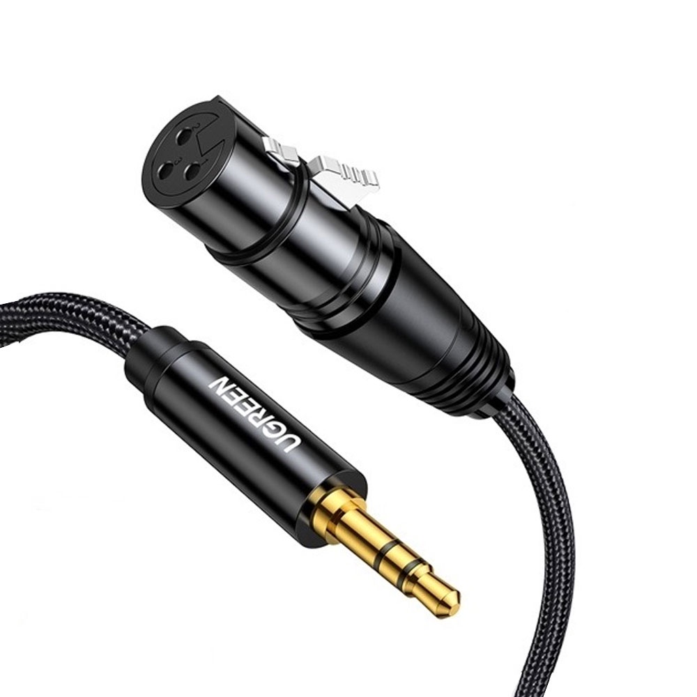 Cabo de Áudio Microfone Ugreen 3.5mm para Xlr Fêmea 2M Preto em Oferta na Shopee