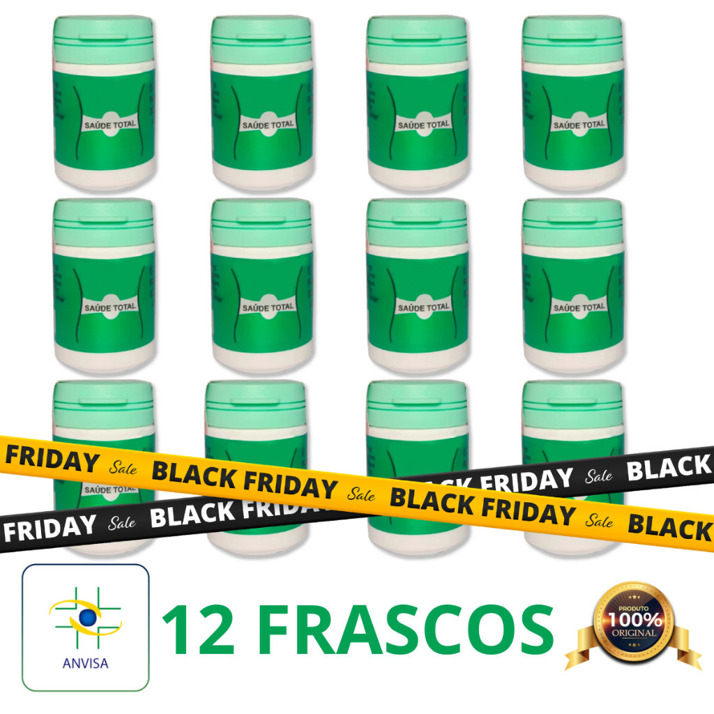 Kit com 12 Frascos Saúde Total Em Cápsulas Original Pó Marrom - 15 Cápsulas