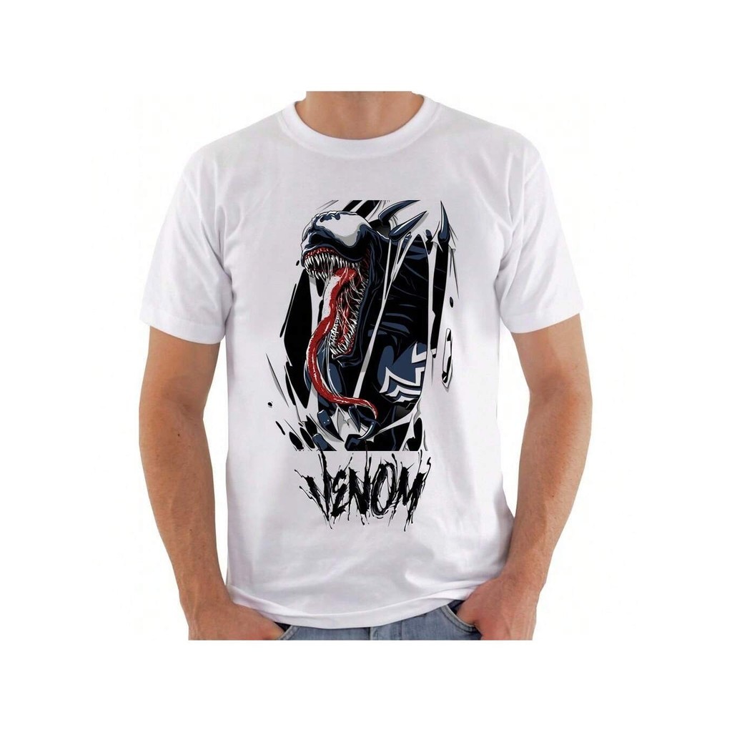 Camiseta Venom Quadrinhos Geek Nerd Camiseta de Desenho Animado Camiseta Unissex Masculino Feminino