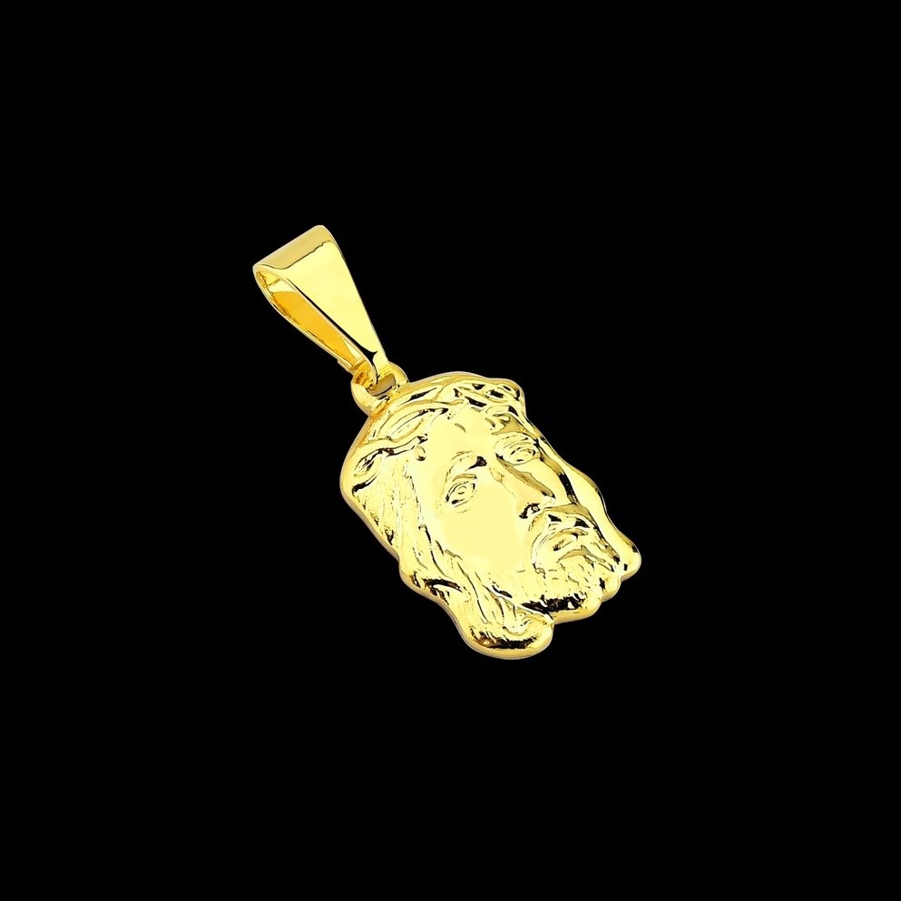 Pingente Face de Cristo Pequeno Banhado a ouro 18k Masculino Folheado Semi Joias
