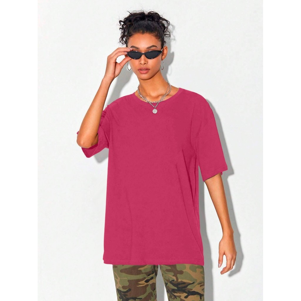 T Shirt Estilosa Aesthetic Tumblr Blogueira Camisa Lisa Blusa Gola Redonda Casual Camiseta Oversized
