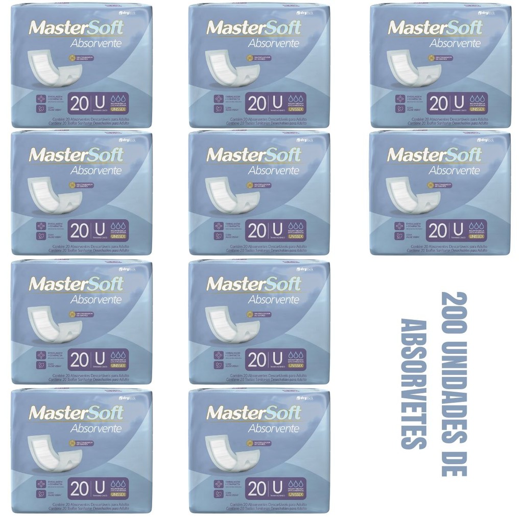 ABSORVENTE GERIATRICO DRY MASTERSOFT 10 PACOTES C/ 20UND