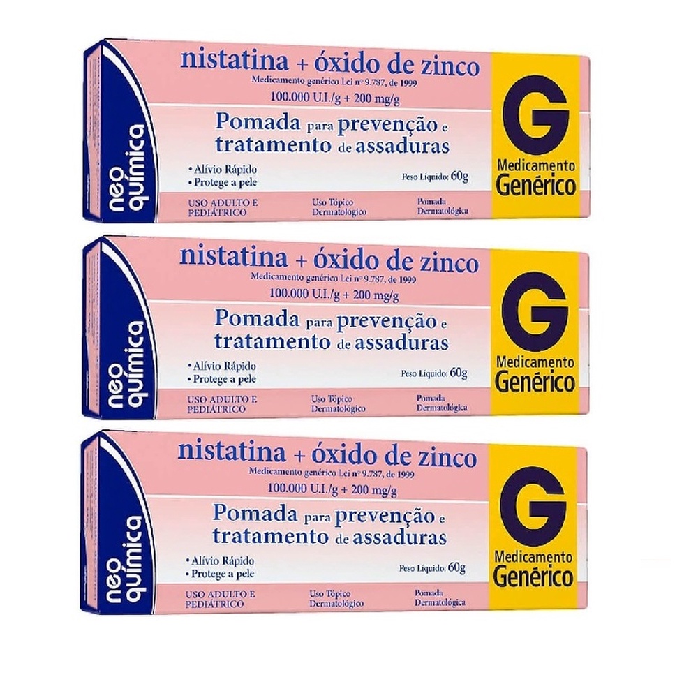 Nistatina 100.000ui/g + Óxido de Zinco 200mg/g Neo Química Pomada 3x60g