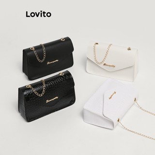 Lovito Bolsa Quadrada Transversal com Alça de Corrente L63AD330 (Branca/Preta)