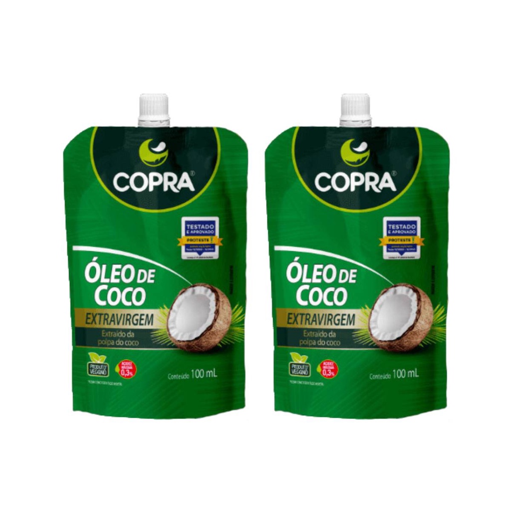 Kit 2 Copra Oleo de Coco Extra Virgem Stand Pouch 100ml