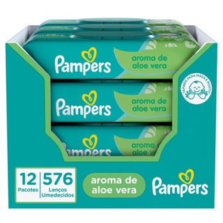 Lenços Umedecidos Pampers Aloe Vera 576un em Oferta na Shopee