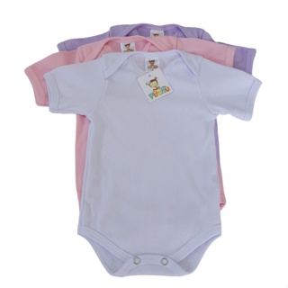 Kit 03 Body Bebê Manga Curta Malha Canelada Feminino em Oferta na Shopee