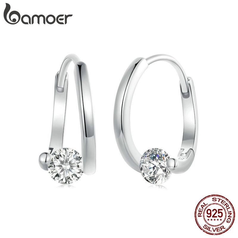 Brincos De Fita Bamoer 925 Sterling BuckleJewelry Para Mulheres - Fashion Accessories