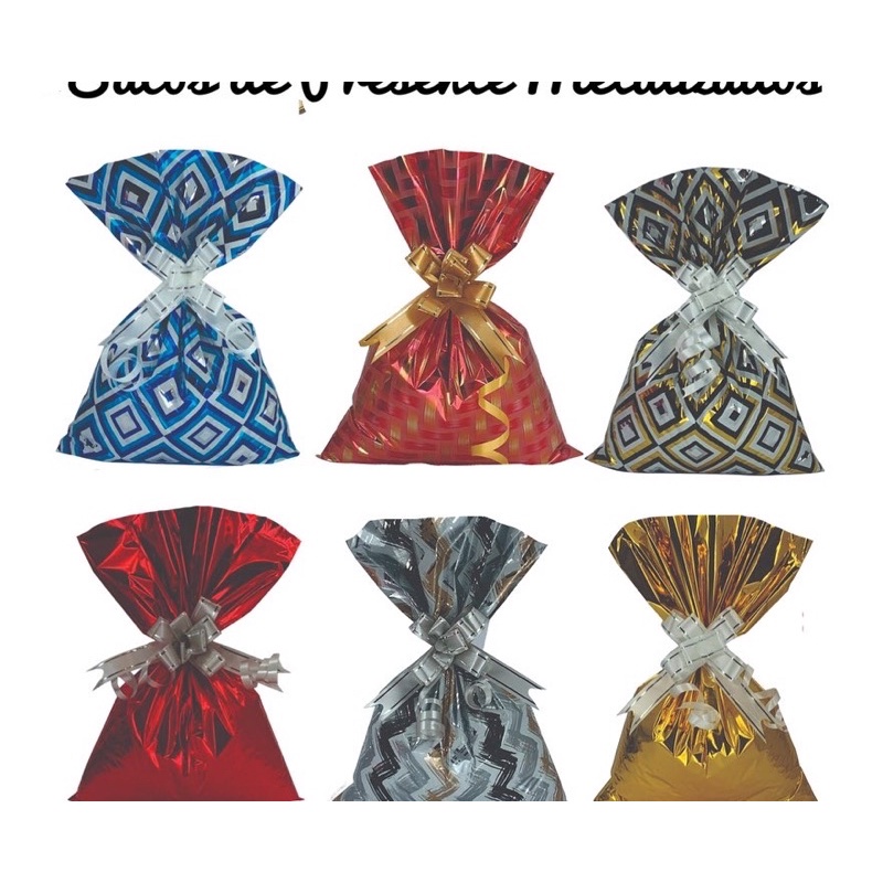 100 sacos de presente BOPP metalizado 15x21cm