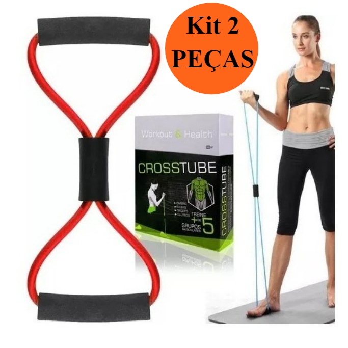 Imagem Kit 1/2 Uni Elástico Extensor Cross Tube De Tensão Exercício Multifuncional Treino Em Casa